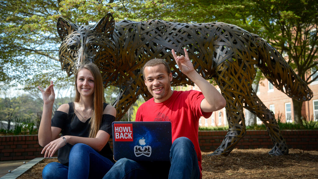 NC State students on campus.