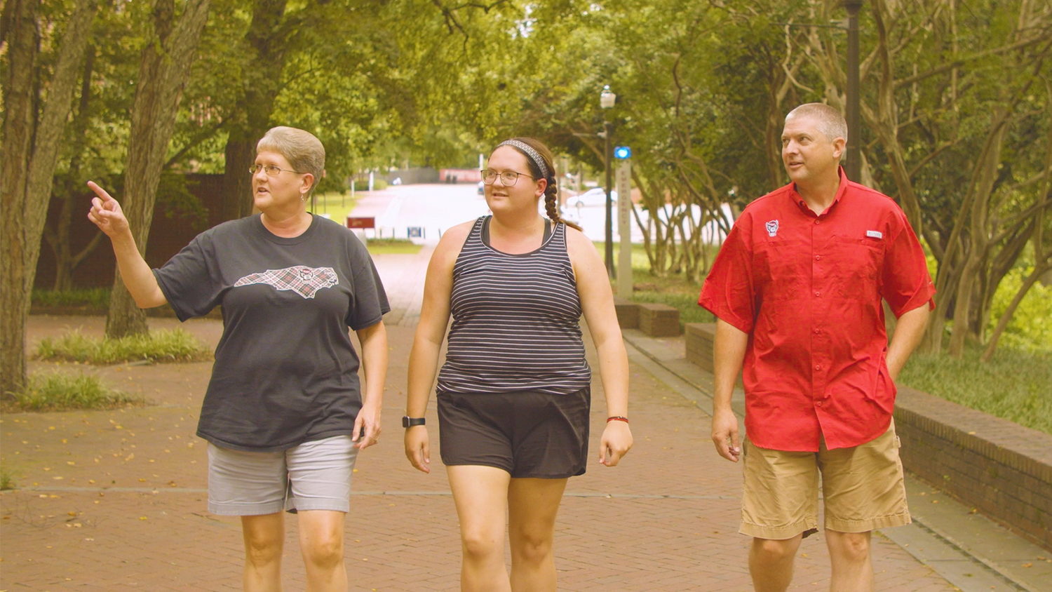 The Williams family walking along the Court of North Carolina