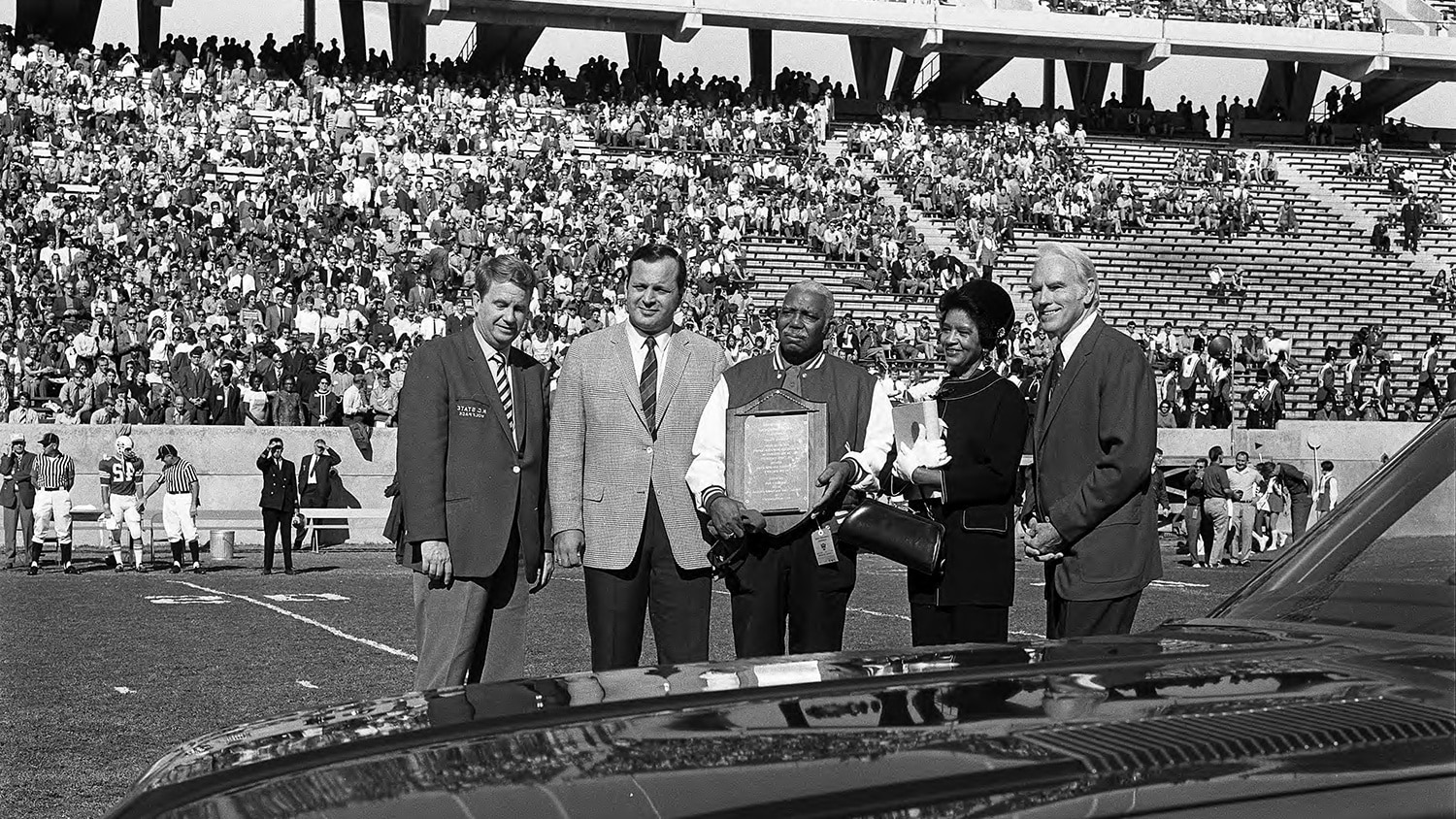 Chester Grant is honored during a halftime event in 1970.