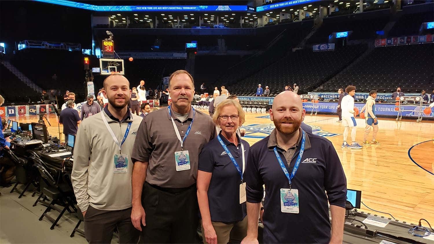 The Kivett family on the sidelines at the 2022 ACC tournament