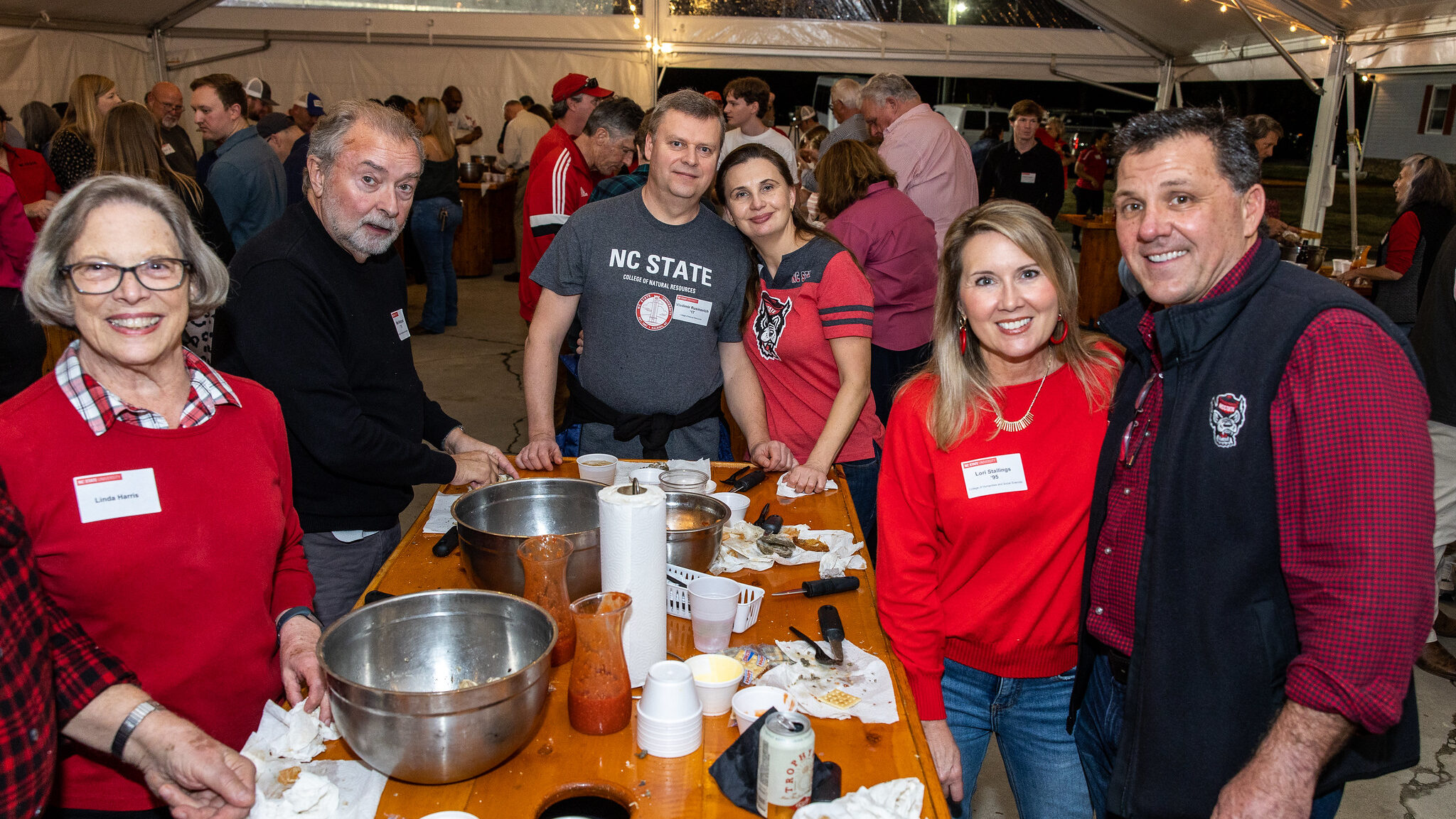 Attendees enjoy oysters at the Beaufort County Oyster Roast