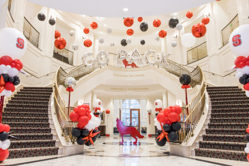 Park Alumni Center decorated for Red and White Week