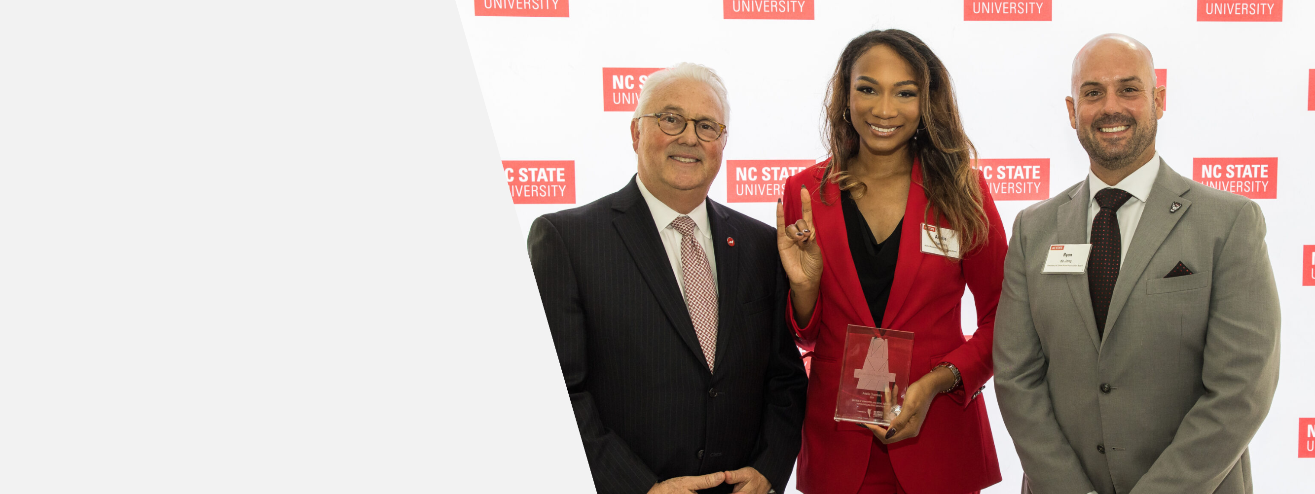 Chancellor Woodson with award recipients 