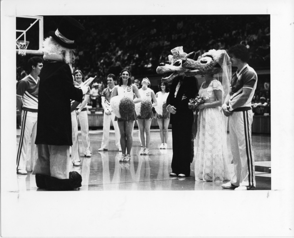 Mr. and Mrs. Wuf on their wedding day