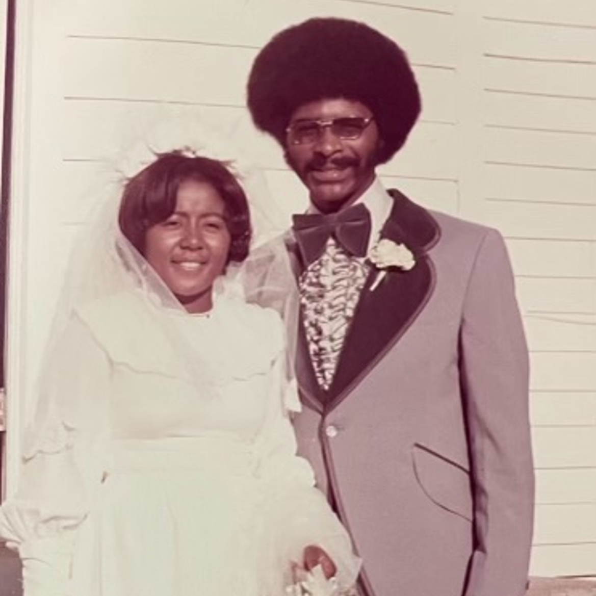 Diane and Elwood on their wedding day in 1973.