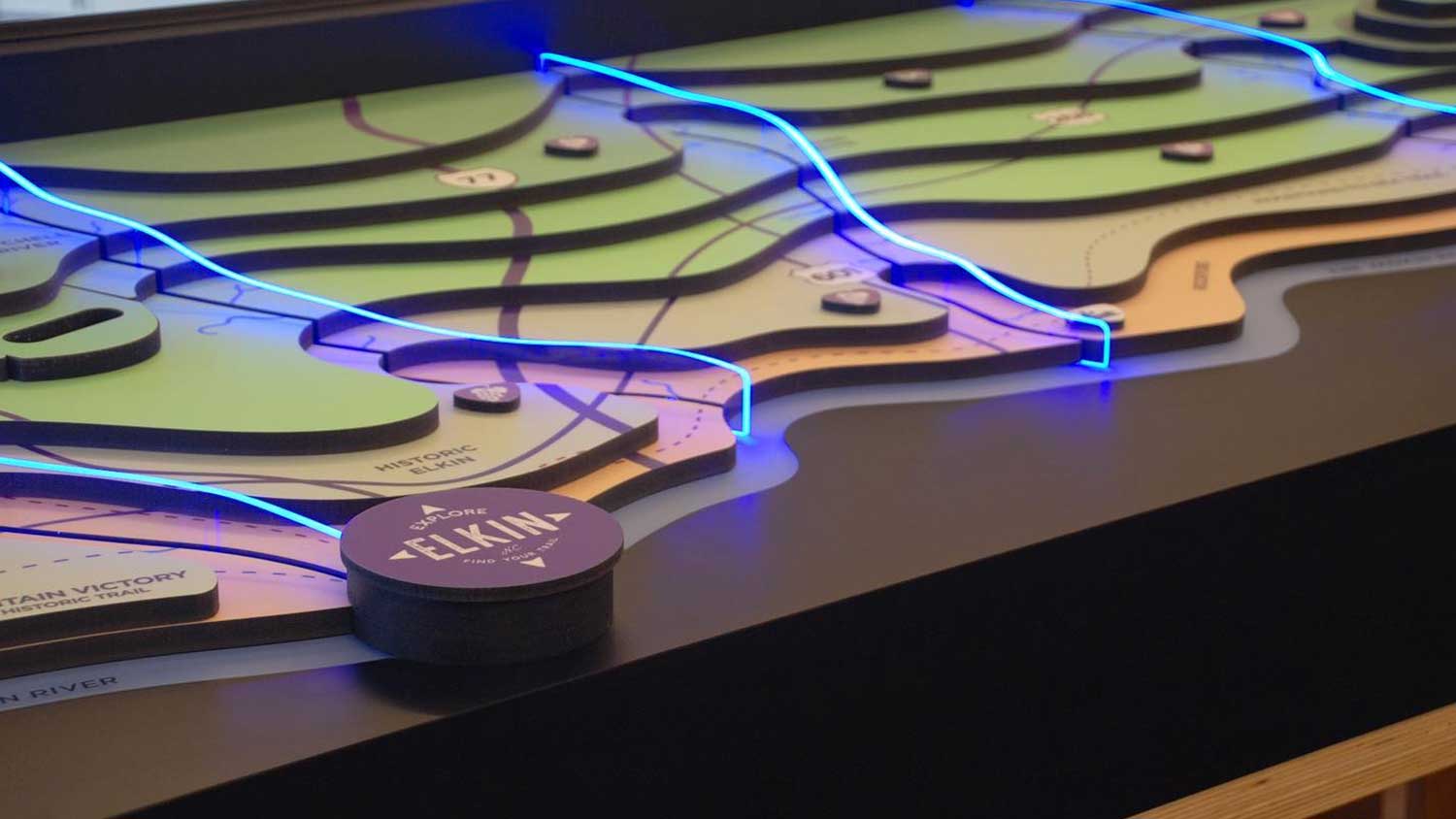 A 3D topographical representation of Elkin, NC, as created by Design Dimension.