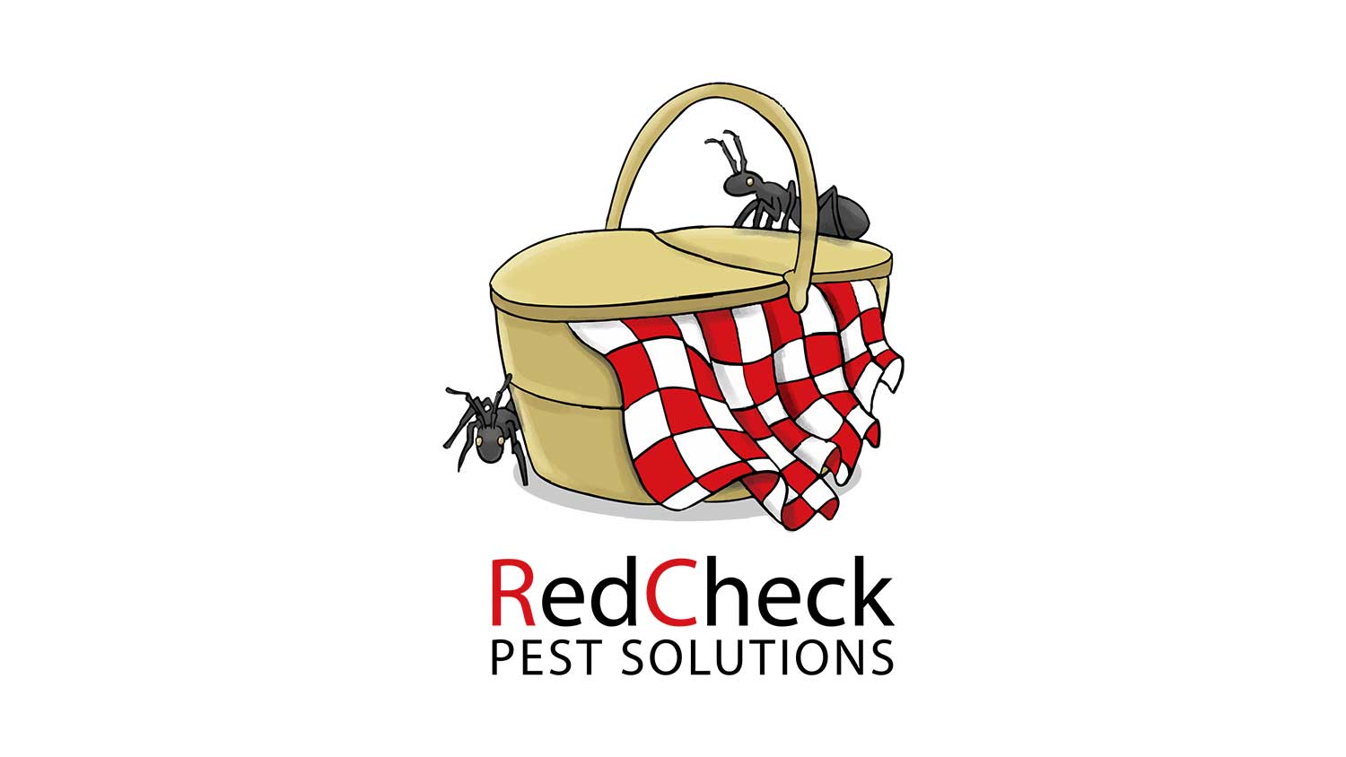 A business logo for RedCheck Pest Solutions.