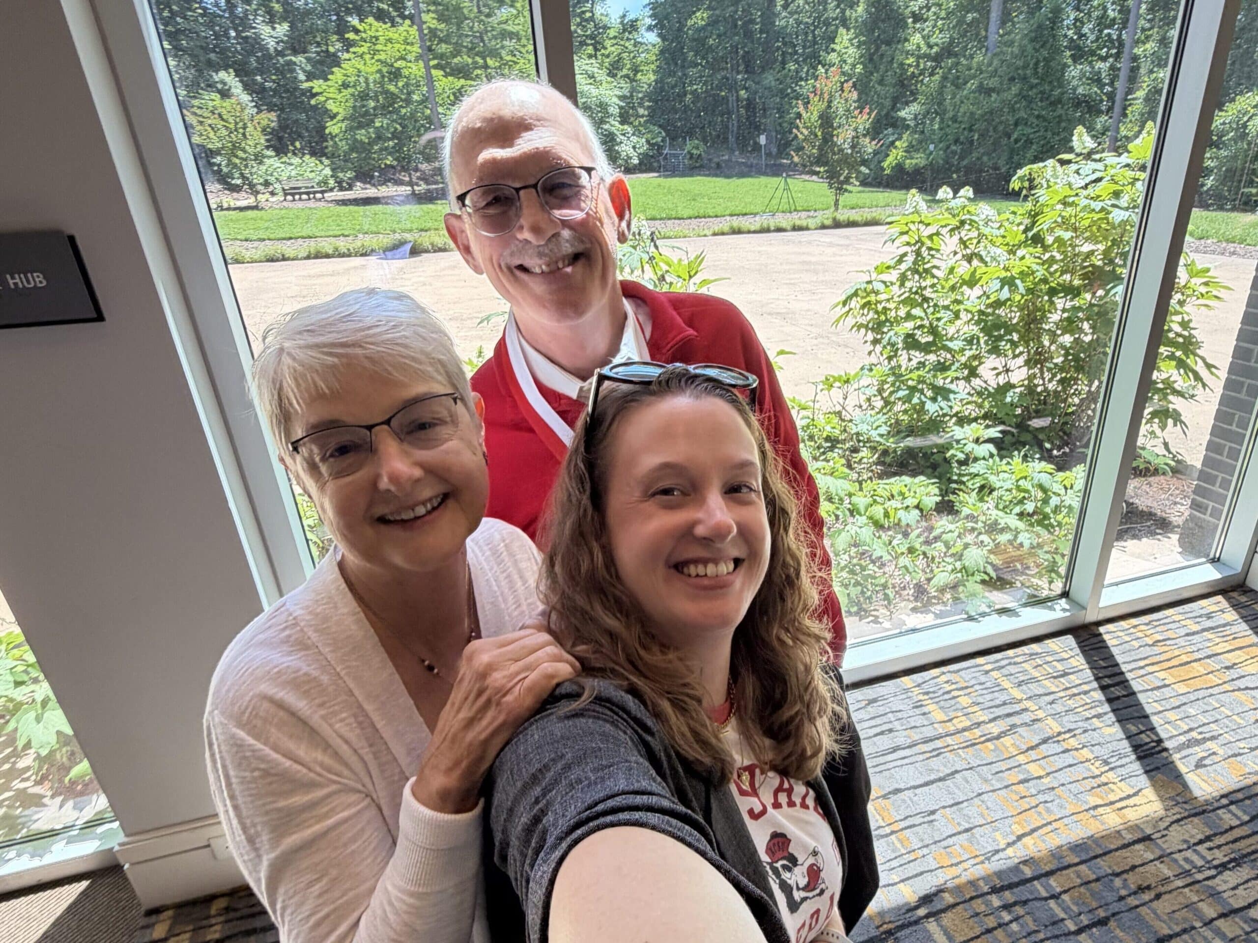 Rachel and family pose for a selfie at the Forever Club reunion